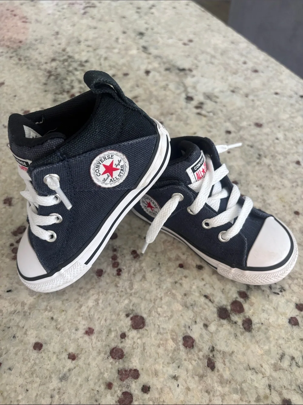 Converse Black and Navy High-Top Sneakers with White Accents
